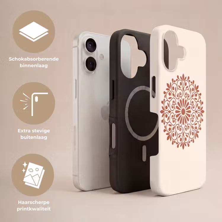Telefoonhoesje Toughcase - Decoratie - Cirkel - Symmetrisch - Modern - Roodbruin — 3