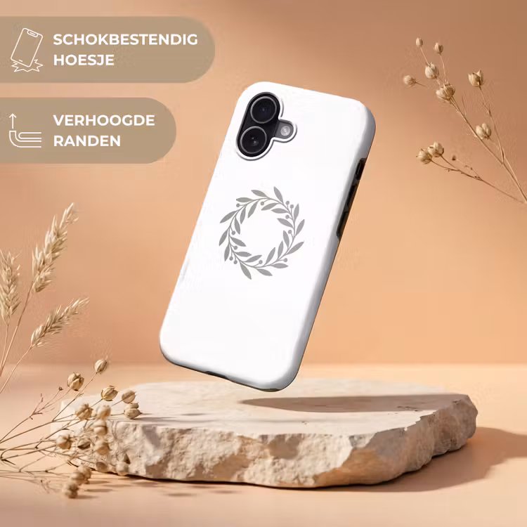 Telefoonhoesje Toughcase - Krans - Bladeren - Natuur - Minimalistisch - Grijs — 5
