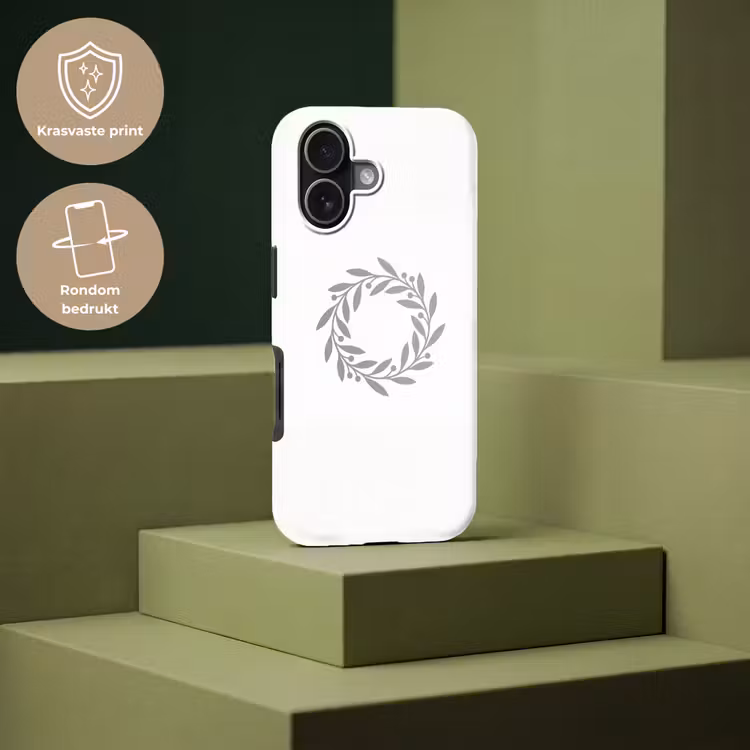 Telefoonhoesje Toughcase - Krans - Bladeren - Natuur - Minimalistisch - Grijs — 7
