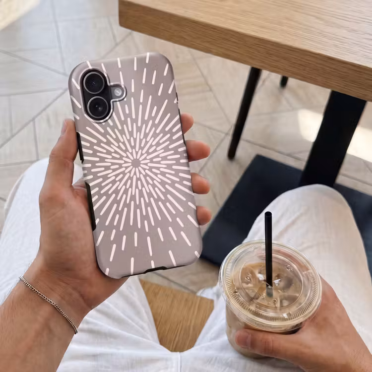 Telefoonhoesje Toughcase - Patroon - Stralen - Abstract - Modern - Grijs — 4