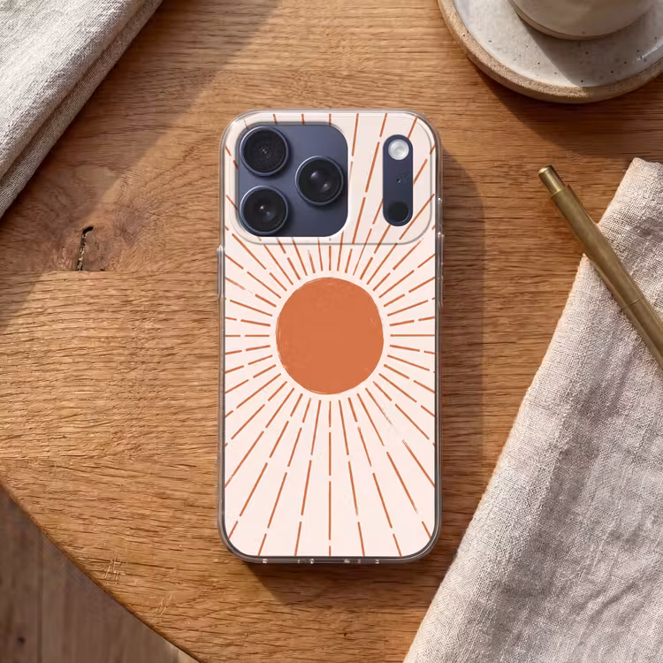 Telefoonhoesje - Zon - Stralen - Abstract - Terracotta - Modern — 2