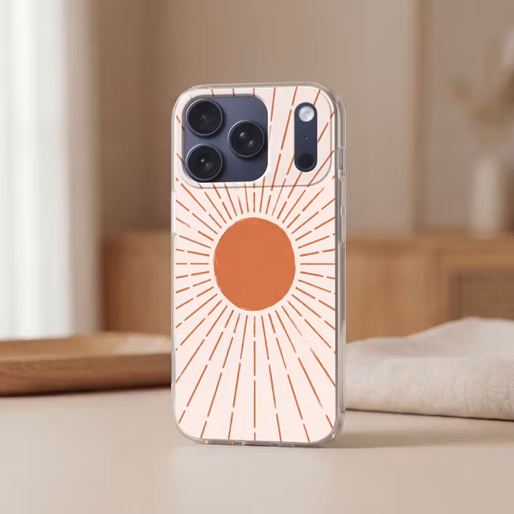 Telefoonhoesje - Zon - Stralen - Abstract - Terracotta - Modern — 3