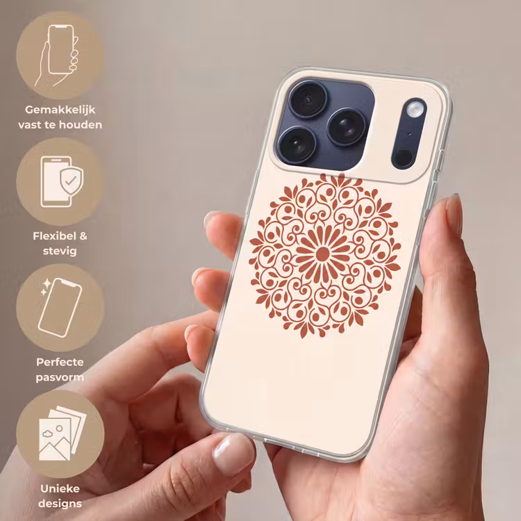 Telefoonhoesje - Decoratie - Cirkel - Symmetrisch - Modern - Roodbruin — 4