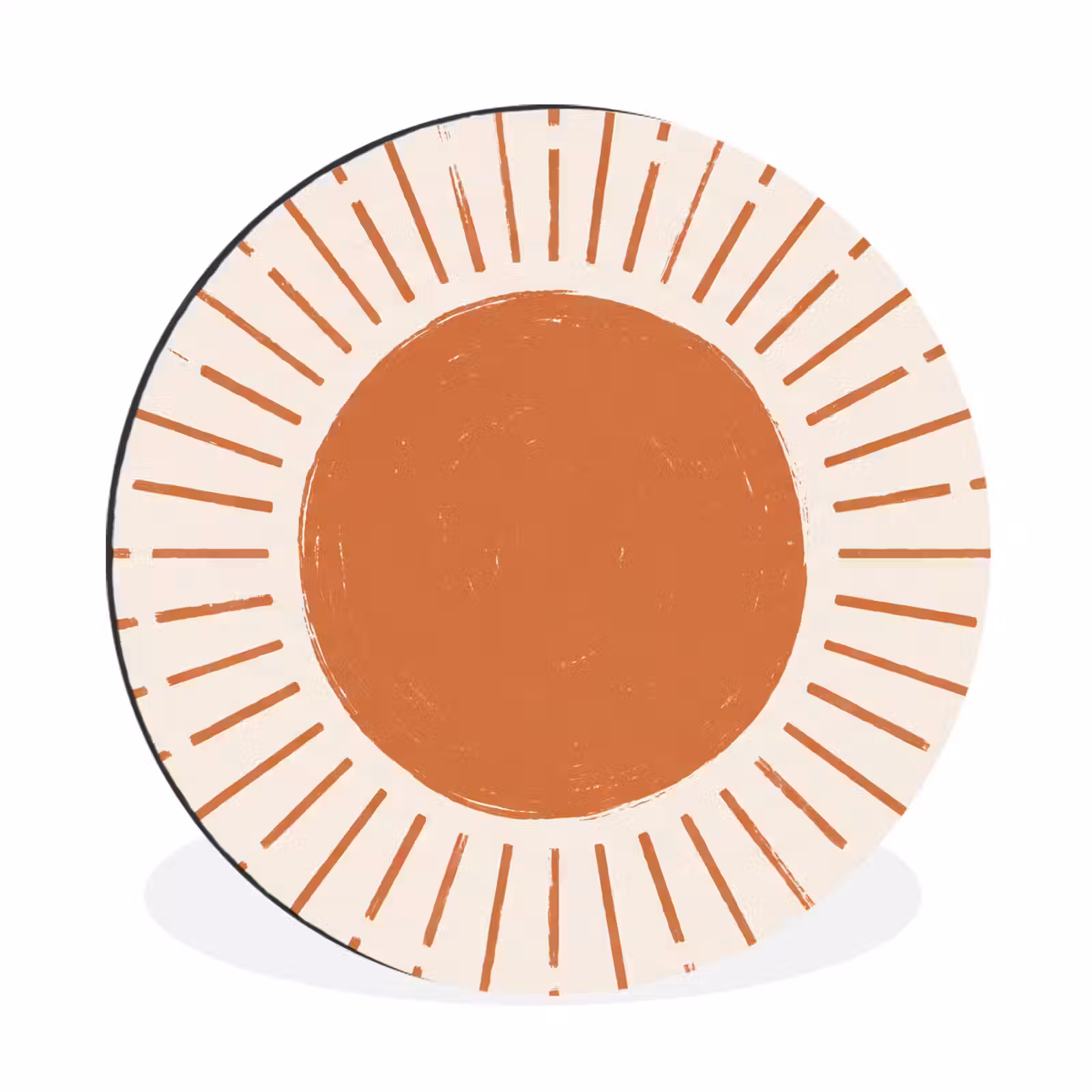Muurcirkel aluminium - Zon - Stralen - Abstract - Terracotta - Modern — 1