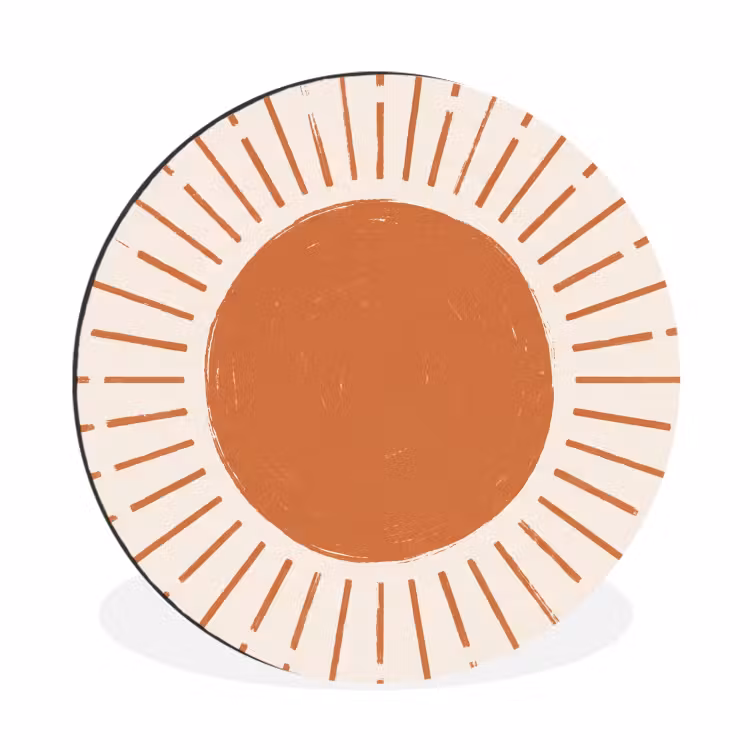 Muurcirkel aluminium - Zon - Stralen - Abstract - Terracotta - Modern — 1