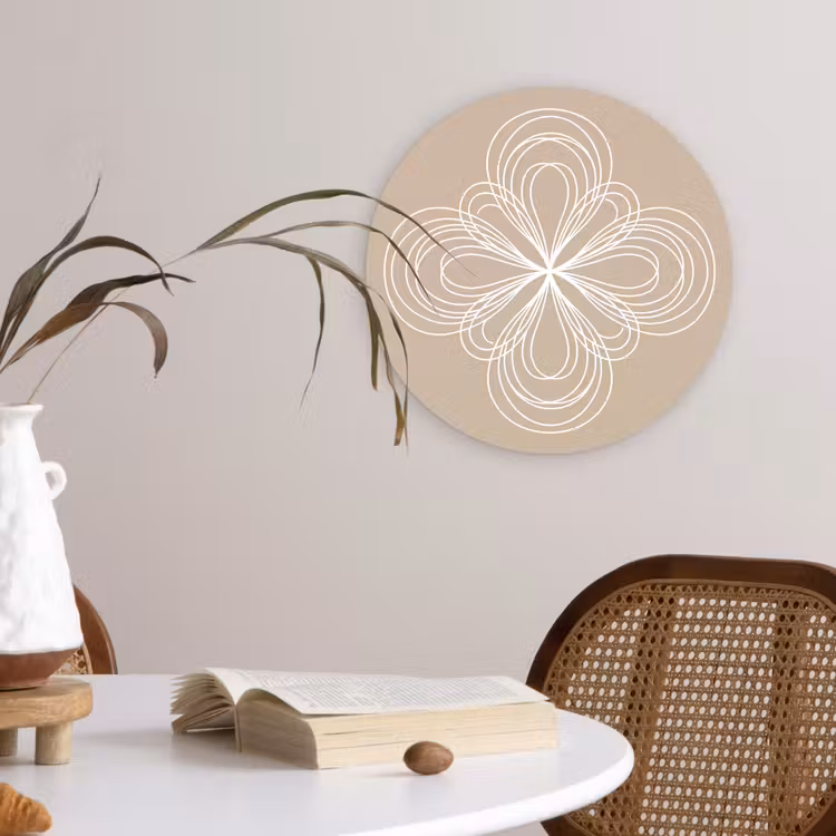 Muurcirkel glas - Patroon - Lijnen - Abstract - Minimalistisch - Beige — 4