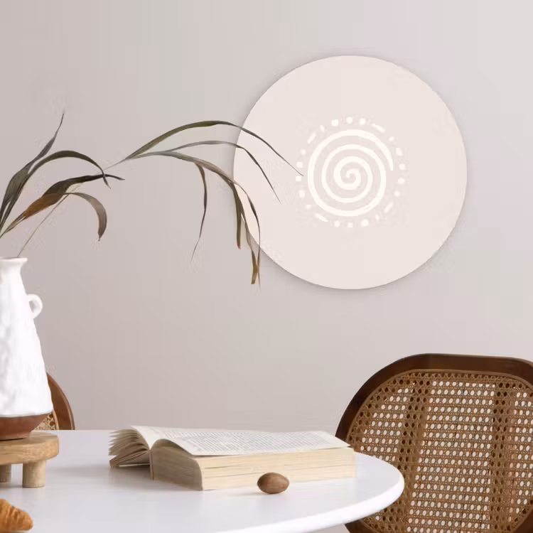Muurcirkel glas - Symbool - Spiraal - Abstract - Minimalistisch - Beige — 4