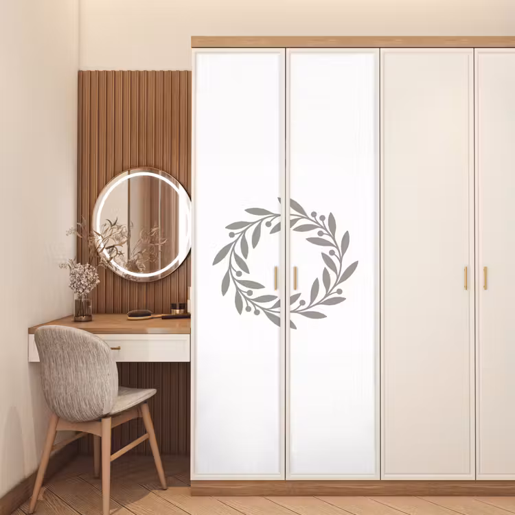 Deursticker - Krans - Bladeren - Natuur - Minimalistisch - Grijs — 5