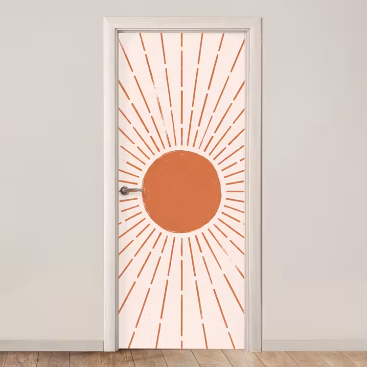 Deursticker - Zon - Stralen - Abstract - Terracotta - Modern — 1