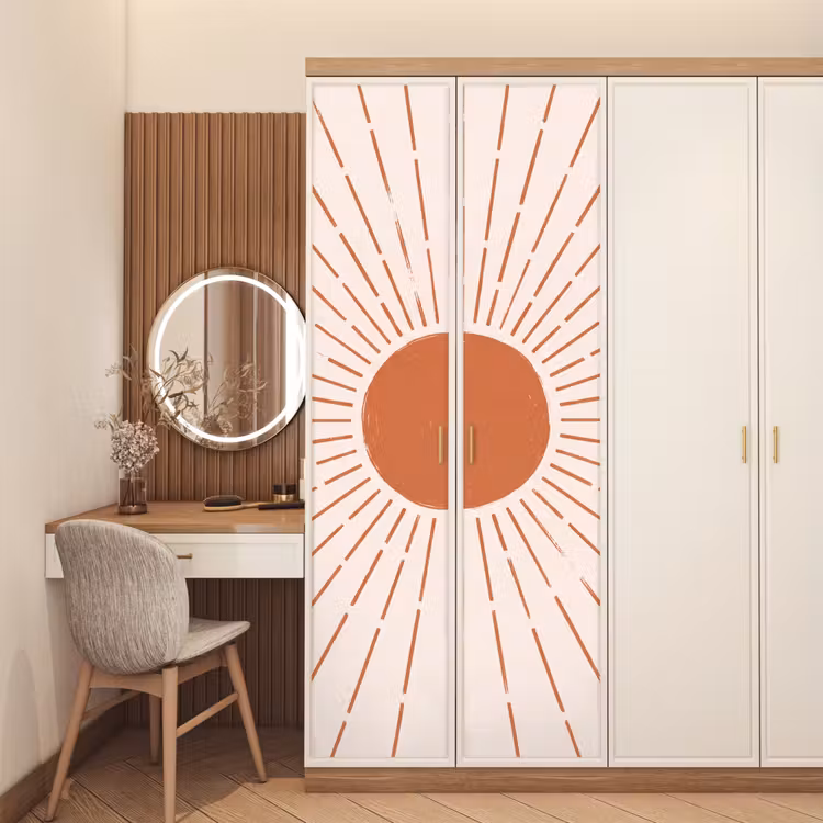 Deursticker - Zon - Stralen - Abstract - Terracotta - Modern — 5