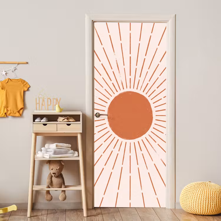 Deursticker - Zon - Stralen - Abstract - Terracotta - Modern — 6