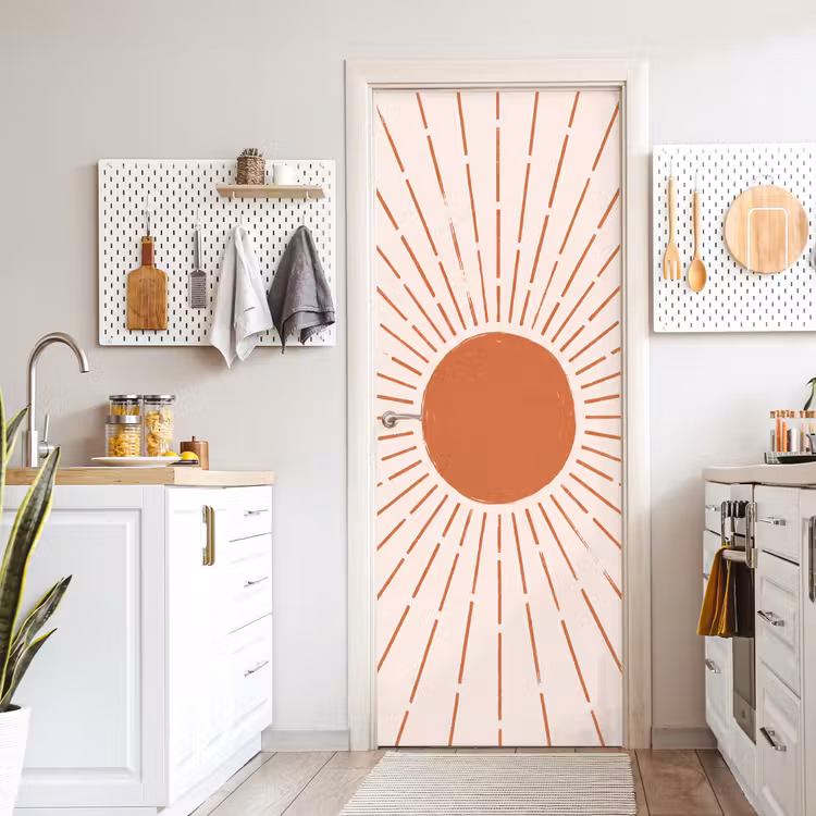 Deursticker - Zon - Stralen - Abstract - Terracotta - Modern — 7