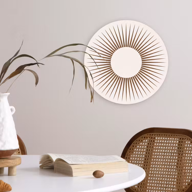 Muurcirkel glas - Abstract - Zon - Symbool - Modern - Beige — 4