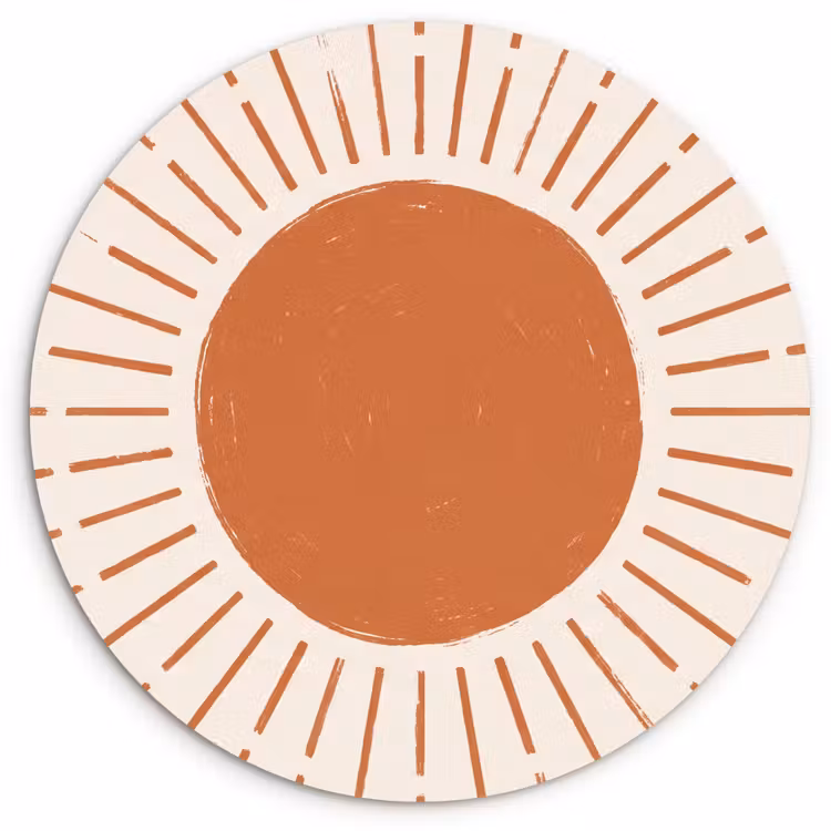 Muurcirkel glas - Zon - Stralen - Abstract - Terracotta - Modern — 1