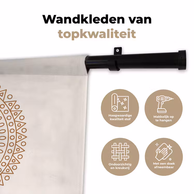 Wandkleed - Mandala - Geometrisch - Abstract - Oosters - Bruin — 3