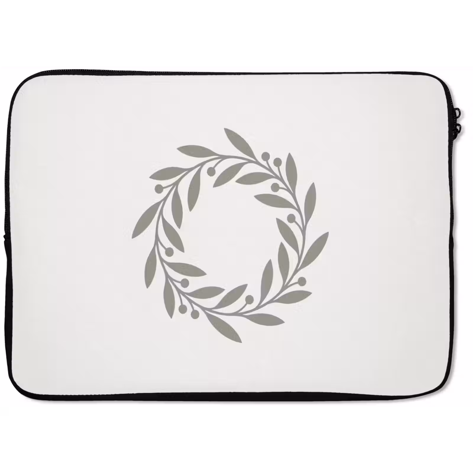 Laptophoes Krans - Bladeren - Natuur - Minimalistisch - Grijs — 1
