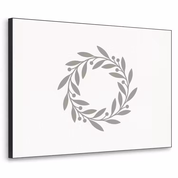 Art frame - Krans - Bladeren - Natuur - Minimalistisch - Grijs — 1