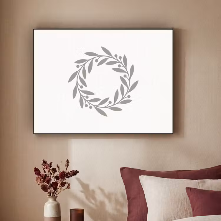 Art frame - Krans - Bladeren - Natuur - Minimalistisch - Grijs — 3