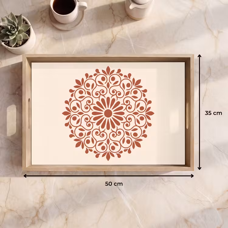 Dienblad - Decoratie - Cirkel - Symmetrisch - Modern - Roodbruin — 9