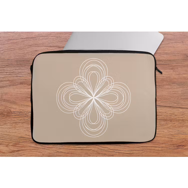 Laptophoes Patroon - Lijnen - Abstract - Minimalistisch - Beige — 2