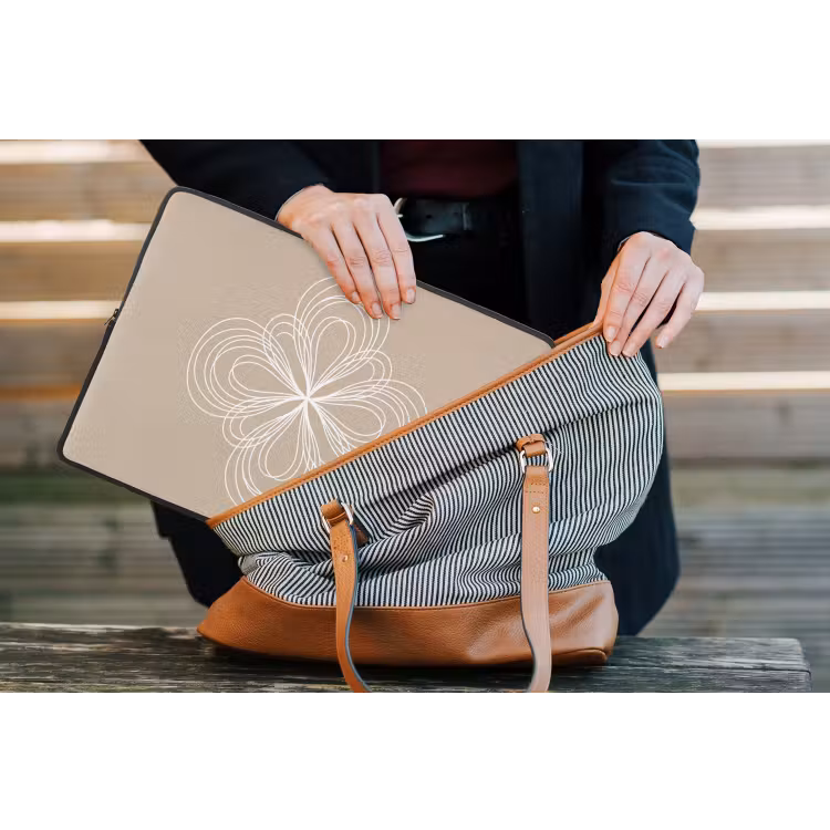 Laptophoes Patroon - Lijnen - Abstract - Minimalistisch - Beige — 4