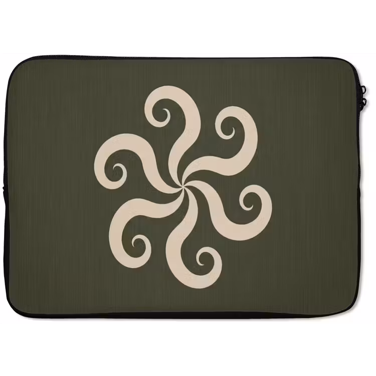 Laptophoes Patroon - Spiraal - Abstract - Modern - Groen — 1