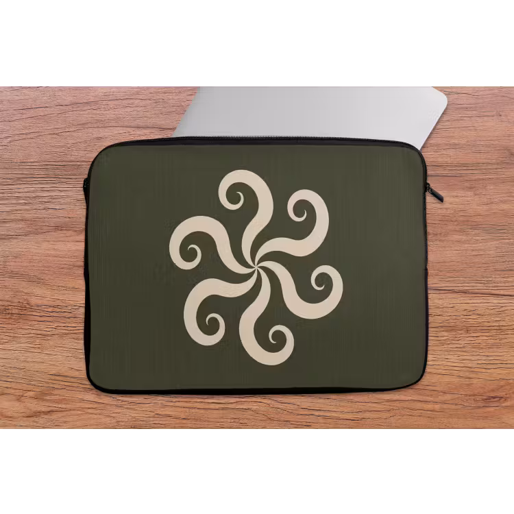 Laptophoes Patroon - Spiraal - Abstract - Modern - Groen — 2