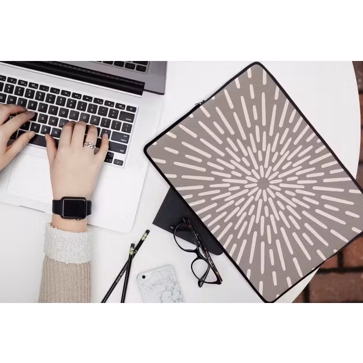 Laptophoes Patroon - Stralen - Abstract - Modern - Grijs — 3