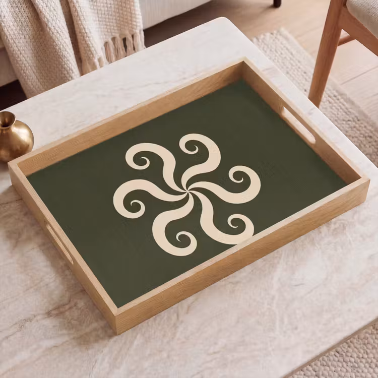Dienblad - Patroon - Spiraal - Abstract - Modern - Groen — 2