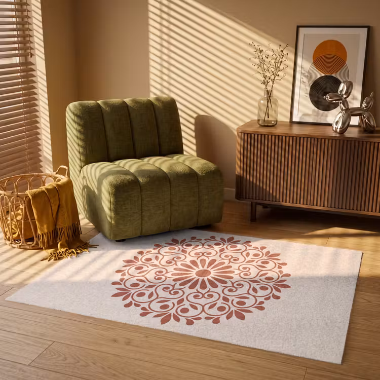 Vloerkleed - Decoratie - Cirkel - Symmetrisch - Modern - Roodbruin — 2