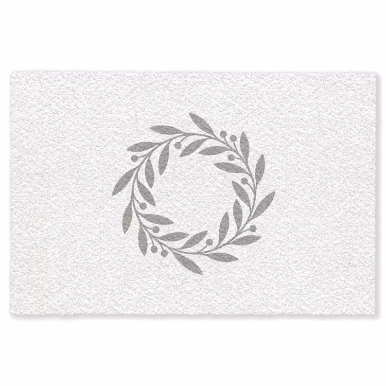 Vloerkleed - Krans - Bladeren - Natuur - Minimalistisch - Grijs — 1