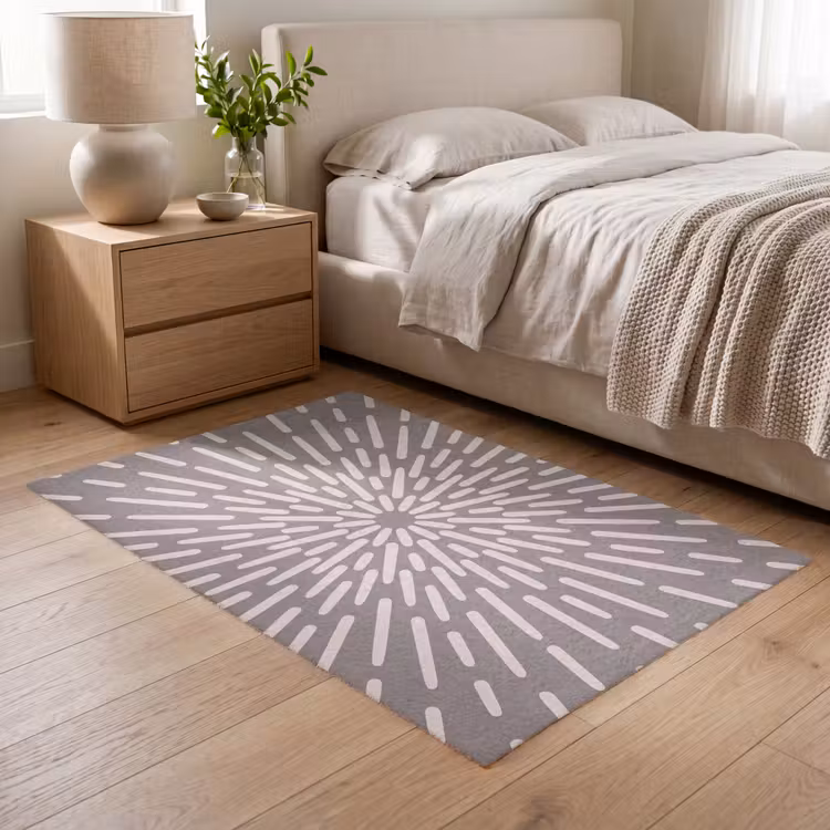 Vloerkleed - Patroon - Stralen - Abstract - Modern - Grijs — 5