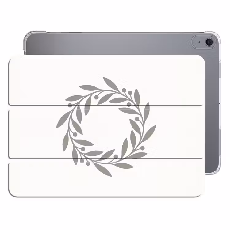 Krans - Bladeren - Natuur - Minimalistisch - Grijs — 1