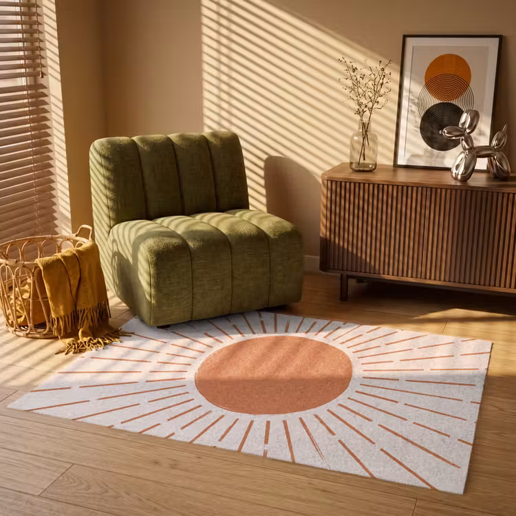 Vloerkleed - Zon - Stralen - Abstract - Terracotta - Modern — 2