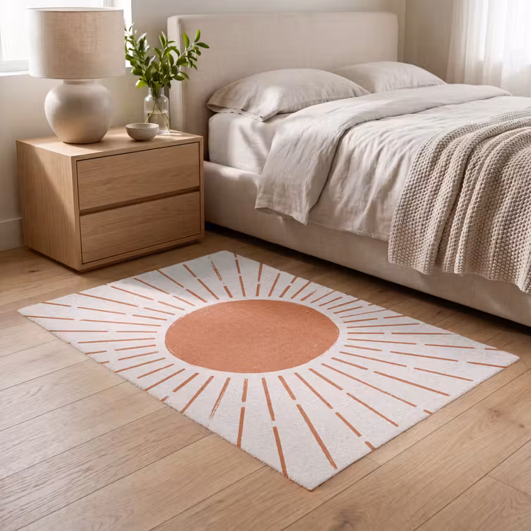 Vloerkleed - Zon - Stralen - Abstract - Terracotta - Modern — 5