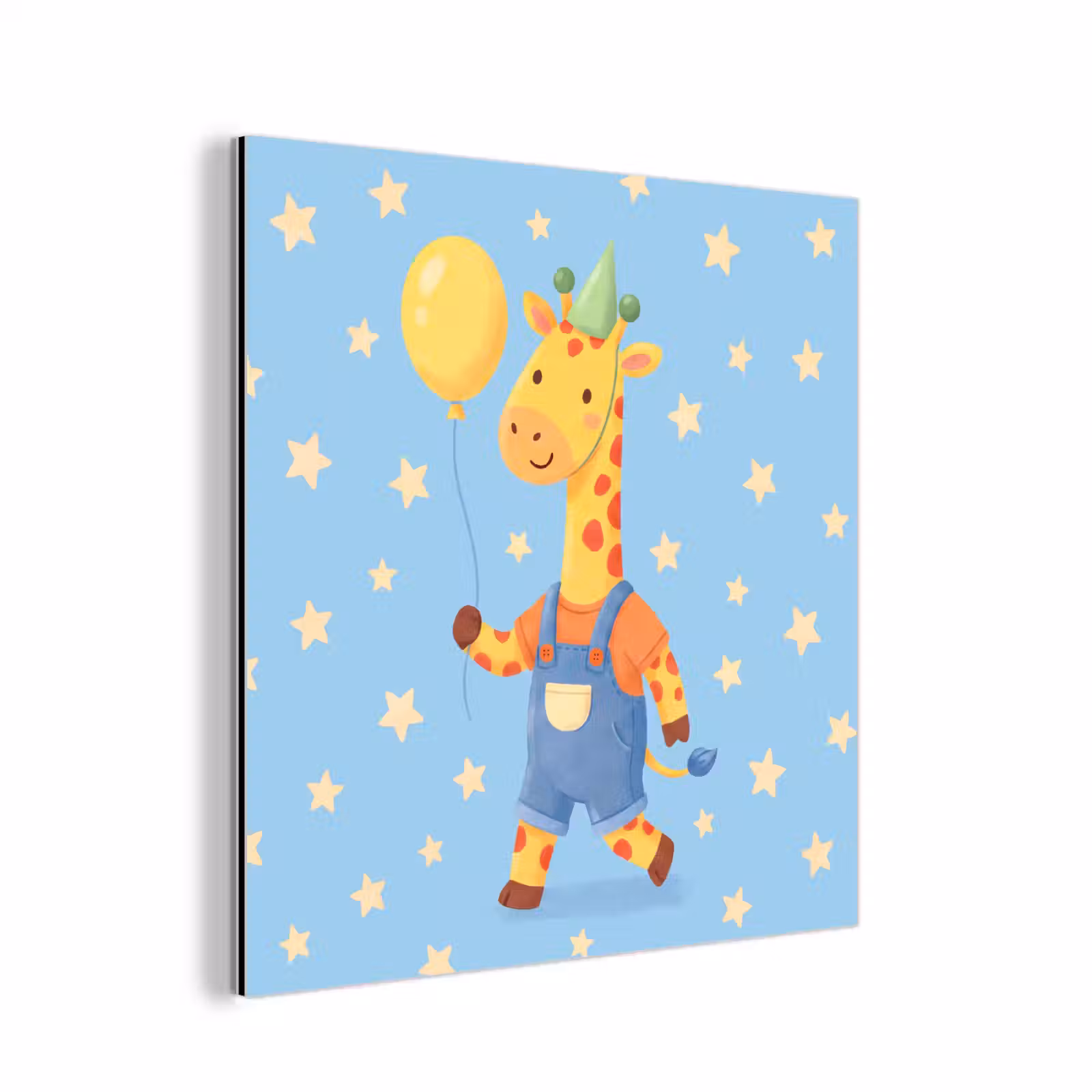 Aluminium schilderij - Dieren - Giraffe - Ballon - Feest - Kinderkamer — 1