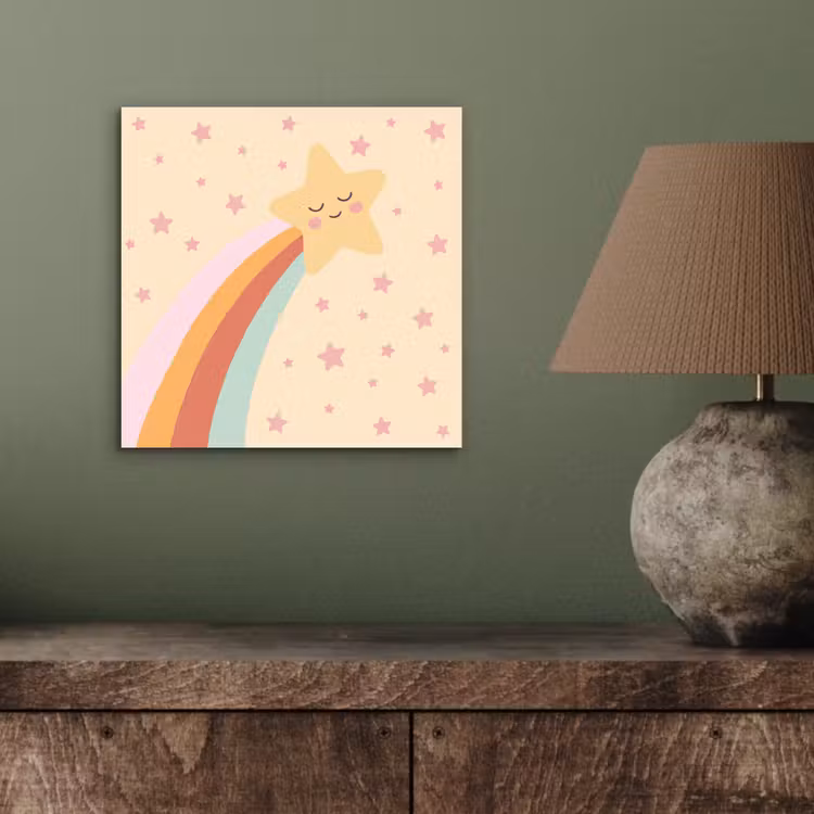 Aluminium schilderij - Ster - Regenboog - Nacht - Illustratie - Pastel — 3