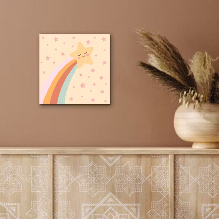 Aluminium schilderij - Ster - Regenboog - Nacht - Illustratie - Pastel — 5
