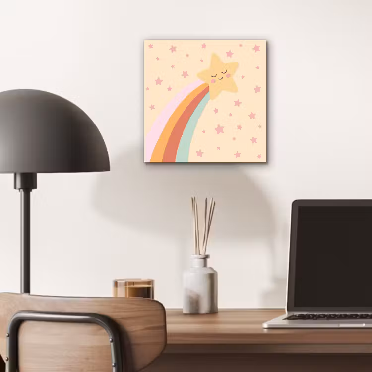Aluminium schilderij - Ster - Regenboog - Nacht - Illustratie - Pastel — 6