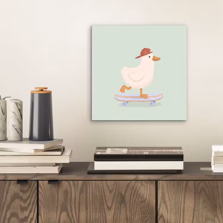 Aluminium schilderij - Vogel - Skateboard - Dieren - Cartoon - Speels — 2