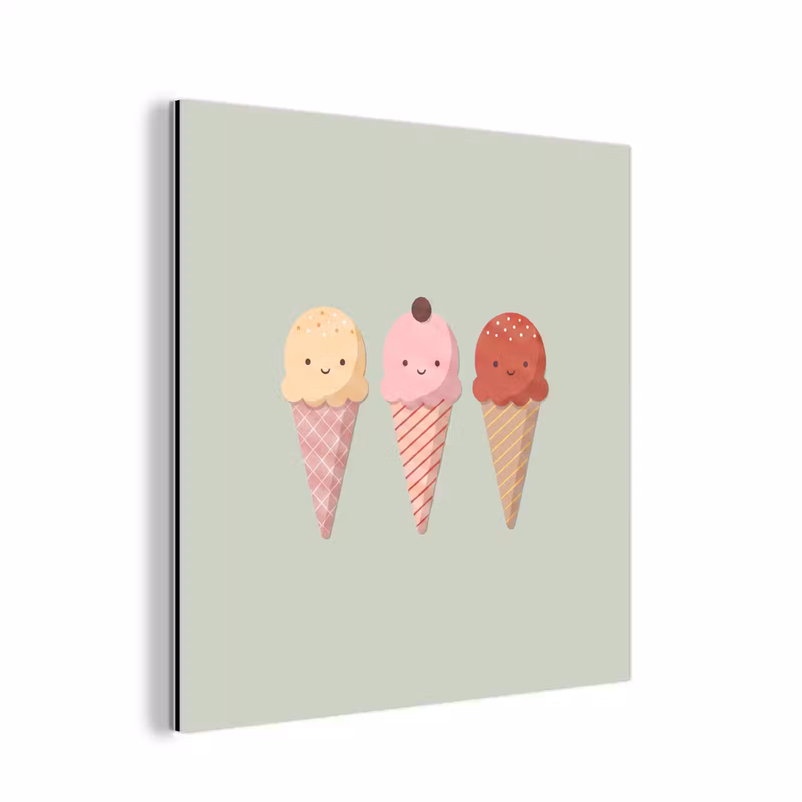 Aluminium schilderij - IJs - Hoorntjes - Eten - Illustratie - Vrolijk — 1