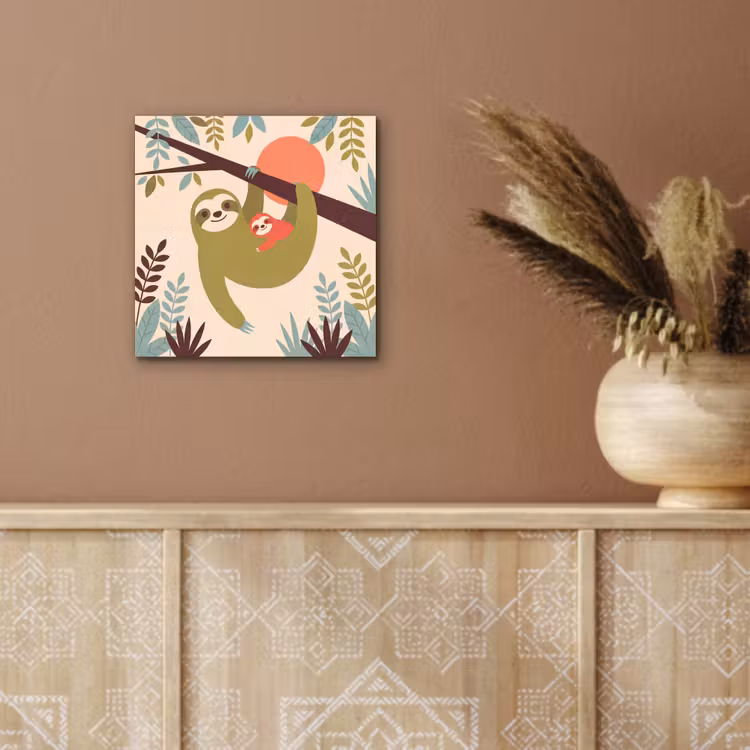 Aluminium schilderij - Dieren - Moeder - Baby - Natuur - Groen — 5