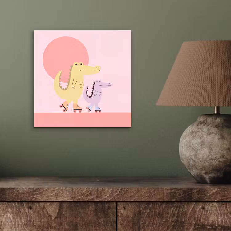 Aluminium schilderij - Dieren - Skaten - Illustratie - Speels - Roze — 3