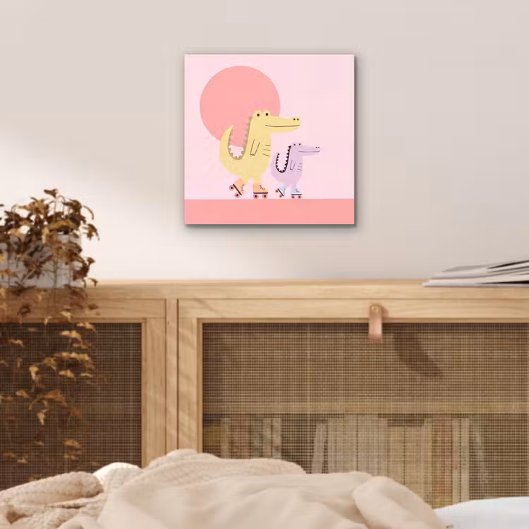 Aluminium schilderij - Dieren - Skaten - Illustratie - Speels - Roze — 4