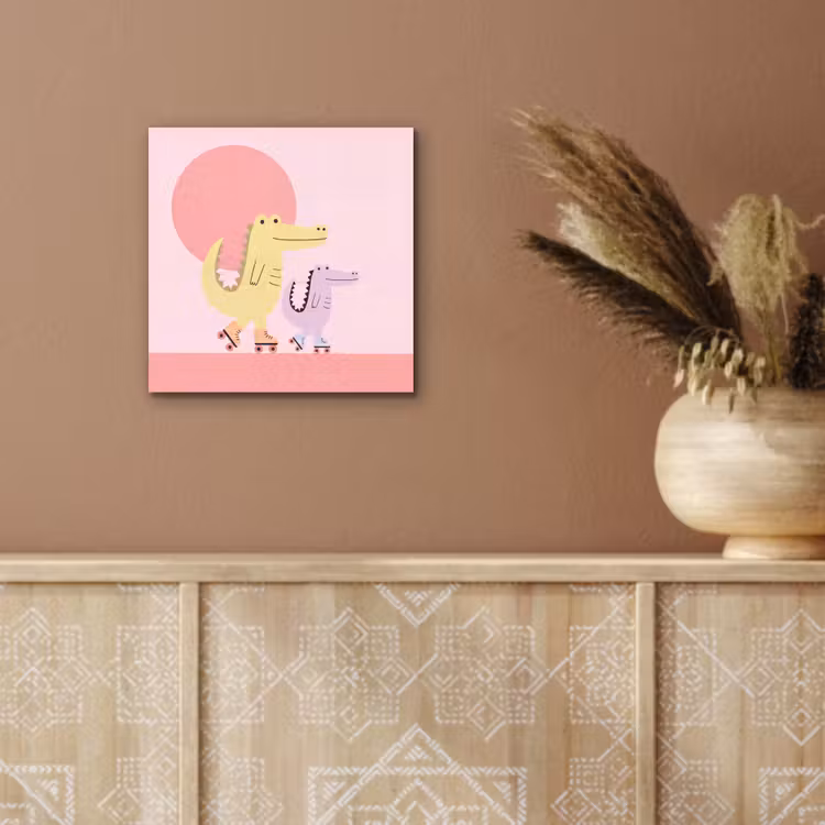 Aluminium schilderij - Dieren - Skaten - Illustratie - Speels - Roze — 5
