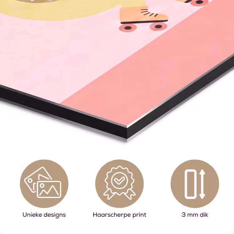 Aluminium schilderij - Dieren - Skaten - Illustratie - Speels - Roze — 7