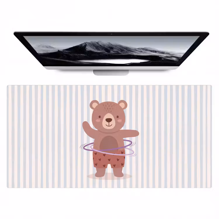 Bureau onderlegger - Beer - Hoepel - Kinderkamer - Illustratie - Bruin — 1