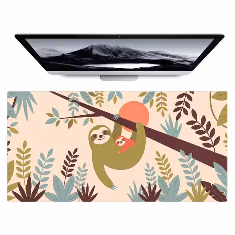Bureau onderlegger - Dieren - Moeder - Baby - Natuur - Groen — 1
