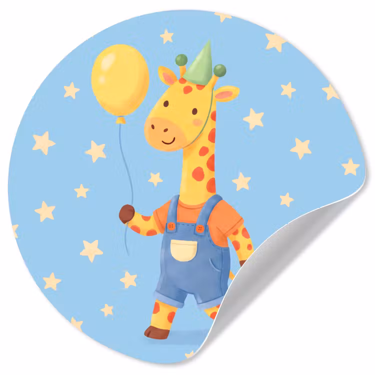 Behangcirkel - Dieren - Giraffe - Ballon - Feest - Kinderkamer — 1