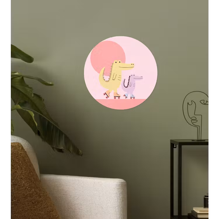Behangcirkel - Dieren - Skaten - Illustratie - Speels - Roze — 3